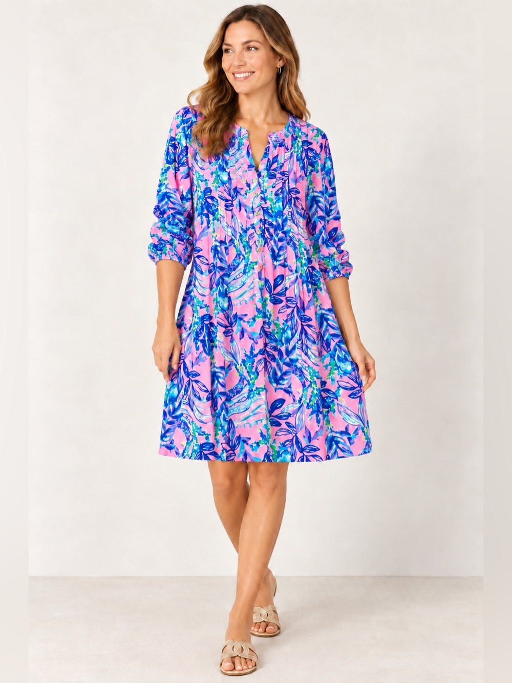 Lilly Pulitzer Seana Dress UPF 50 dress. Lilac Rose Dress - Pink and Blue
